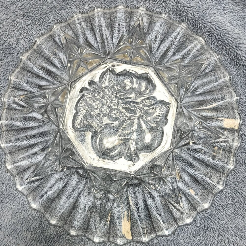 Vintage Federal Glass Pioneer. Pressed Glass Saw tooth 8" Luncheon Plate - Picture 3 of 4